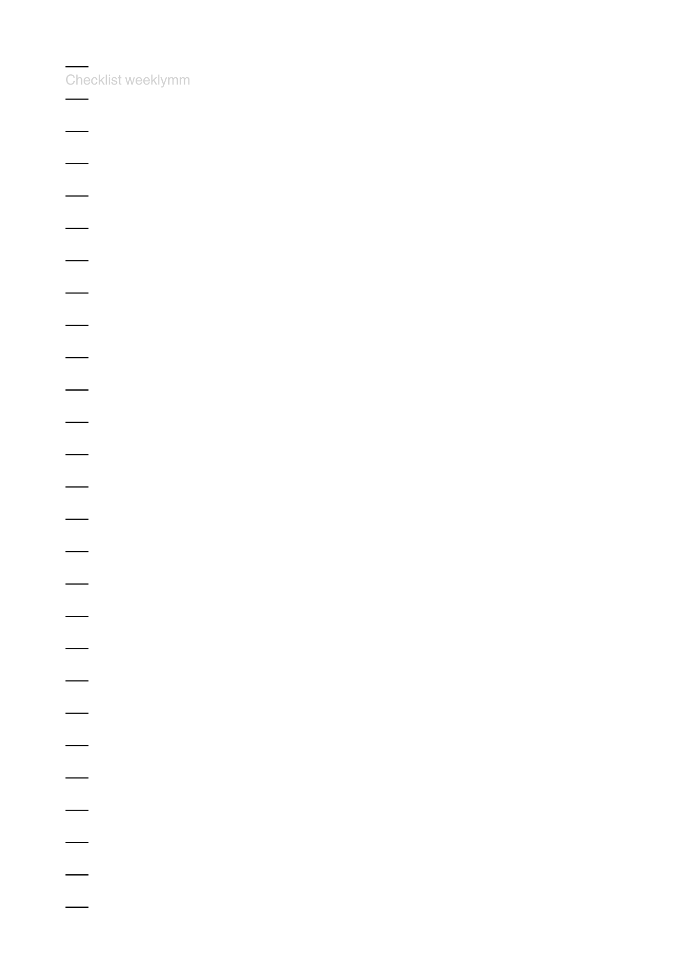 Checklist Weekly